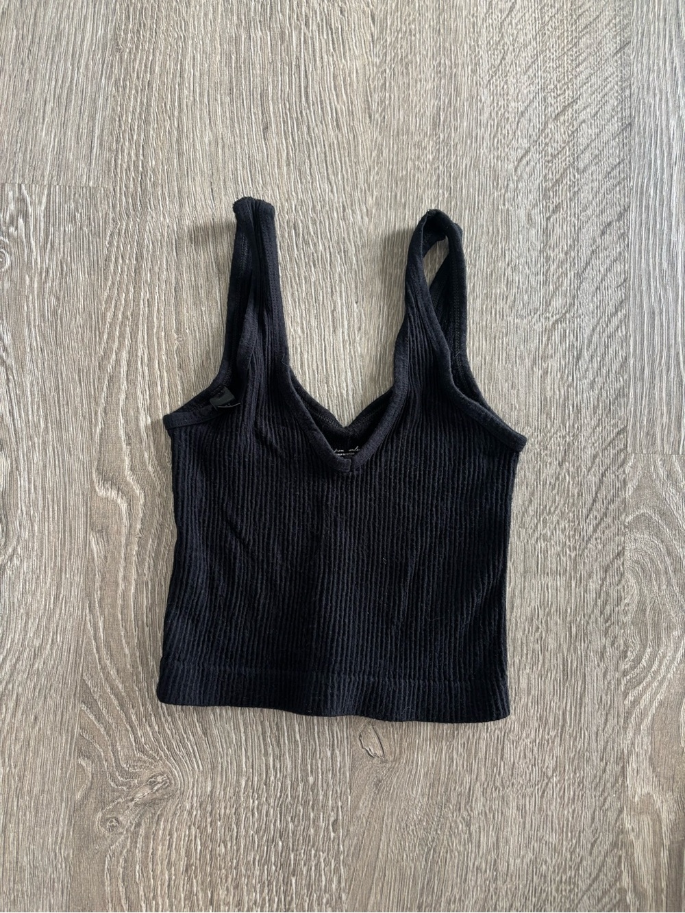 Urban Outfitters Black Ribbed Scoop V-Neck Tank